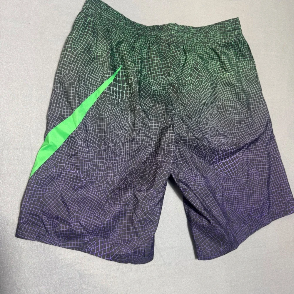 Nike Mens Swim Trunks Green Purple Gradient Grid Board Shorts Large NESS9445